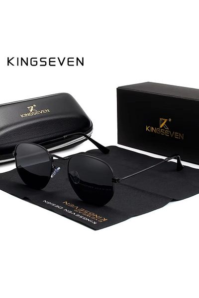 Choice Black Gray KINGSEVEN Fashion Metal Thin Frame Sunglasses Men Women Square Retro Mirror Lens Glasses