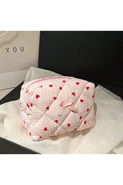 Choice A Beautiful flower quilted cotton embroidered plaid cosmetic bag storage bag with zipper travel ski.