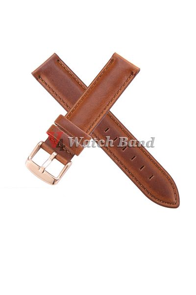 Choice 22mm Brown-Gold Universal Leather Strap for DW Daniel Wellington Watch Band 12/13/14/17/18/19/20/22m