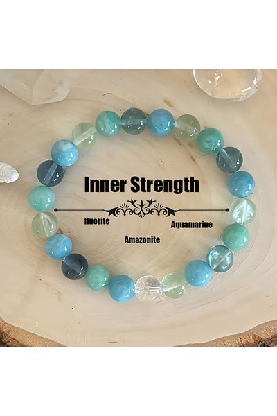 Choice MULTI 18cm Emotional Healing and Inner Strength Fluorite, Aquamarine and Amazonite 8mm Stone Bracele
