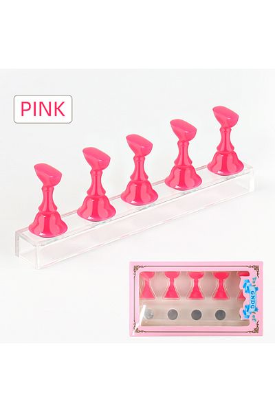 Choice Pink 5pcs one box 5pcs Nail Holder False Nail Tip Practice Stand Crystal Base Magnetic Holder Nail A