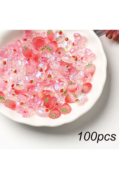 Choice 1 Bag S-177-100pcs 1 Bag 3D Mixed Resin Rabbit Nail Parts Kawaii DIY Shinny Pink Bow Decoration Love