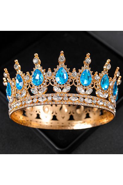 Choice Lake Blue Baroque Crystal Tiaras And Crowns Rhinestone Prom Diadem Headband Crown Bridal Wedding Hai