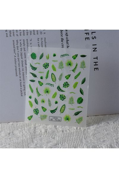 Choice TS044 1 Pc 5D Tropical Green Leaf Nail Sticke High Quality Embossed Exquisite Summer Red Maple Leaf