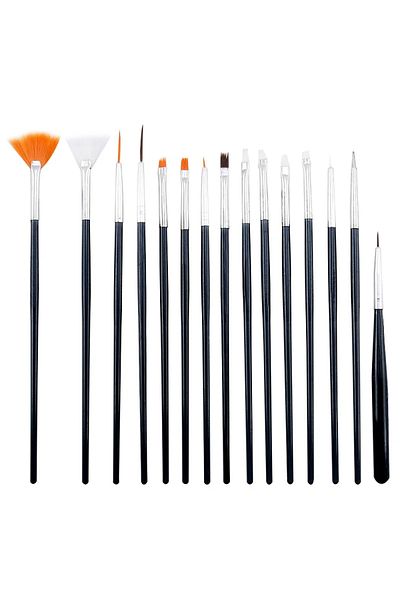 Choice Black-15pcs Nail Brushes Set Professional Nail Supplies For Acrylic UV Gel Drawing Dotting Manicure