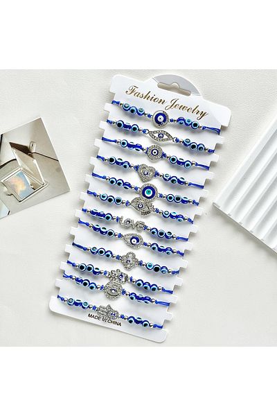Choice Geometric 12 Pieces Geometric Heart-Shaped Set With Rhinestone Resin Bead Braceles Fashionable Men'