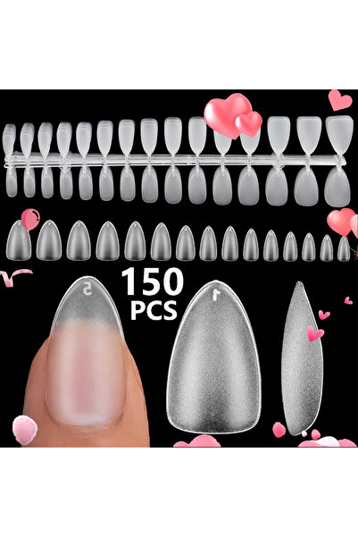 Choice مجموعة أظافر شفافة للضغط على الأظافر باللون البيج، 150 قطعة، مع غراء للأظافر، بدون مبرد، أطراف أظافر جل غير لامعة، تغطية كاملة