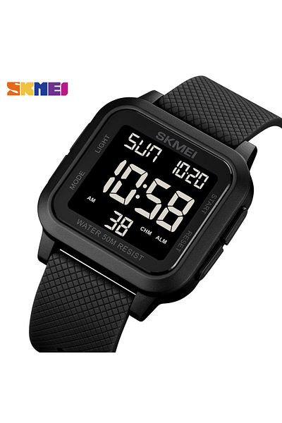 Skmei black 2 Outdoor Sport Watch Men Alarm Chrono Clock 5Bar Waterproof Military Watches LED Displa