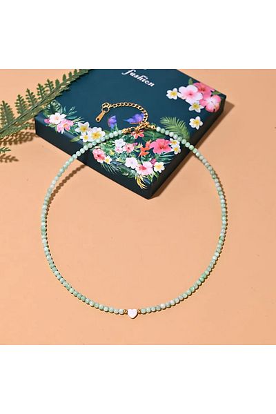 Choice Green Pearl Beads Heart Choker Natural Shell Jewelry Gifts Colorful Beaded Necklace for Women Boho S