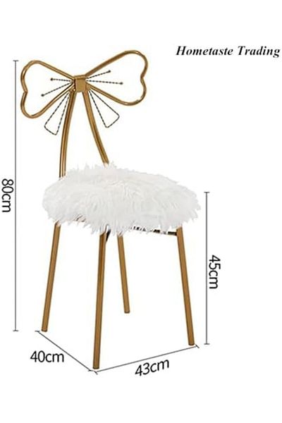 Türkiye Nordic Butterfly Vanity Chair with Back Support and Fur Padded Seat for Makeup Room and Dressing Tab