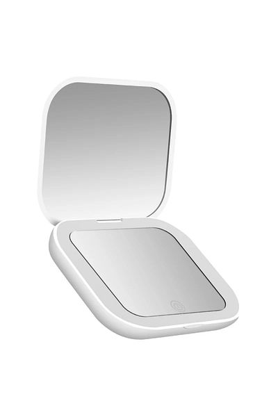 Choice L26-WHITE Compact Mini Gift Vanity Folding Cosmetic Mirror with Lights Portable Hand Held Small Pock