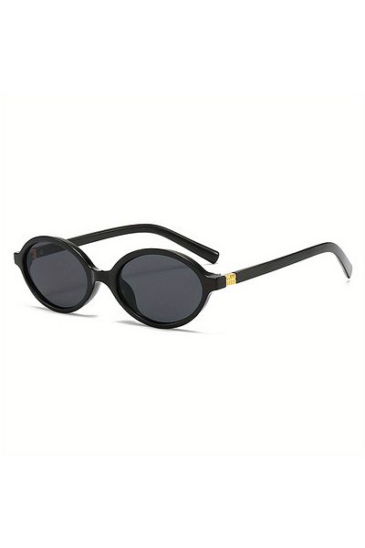 Choice Black grey Retro Oval Fashion Glasses with Anti-Glare Lenses - Chic Small Frame, Ideal for Party Wea