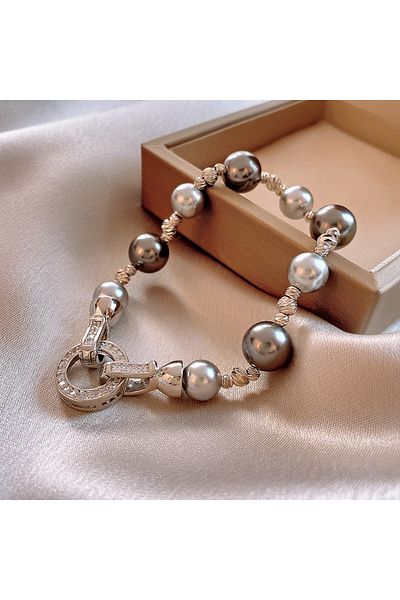 Choice Grey Elegant Imitation Pearl Bracelets For Women French Gray Pearls Bracelets & Bangles Light Luxury