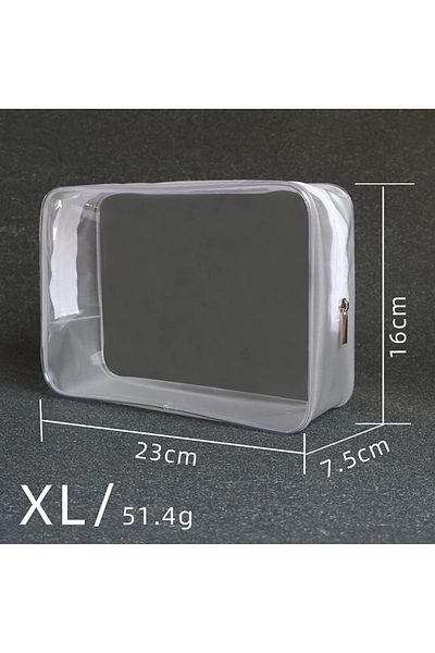 Choice XL Clear PVC Makeup Bag Travel Organizer Waterproof Toiletry Bag for Cosmetics and Essentials Wash B