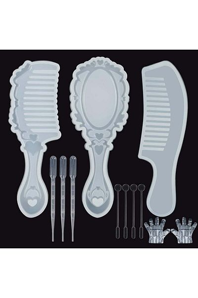 HAKOTOM epoxy resin mold set with accessories, silicone, white, 12 pieces