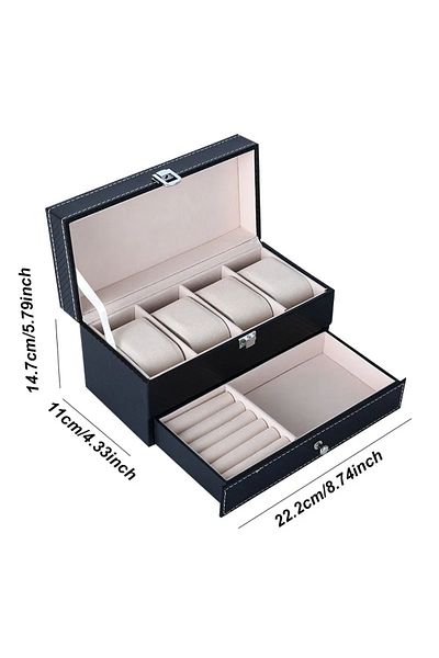 Choice Beige 4 And 2 Leather Multi-Purpose Home Storage Box Small Objects Organizer Watch Case Glasses Stor