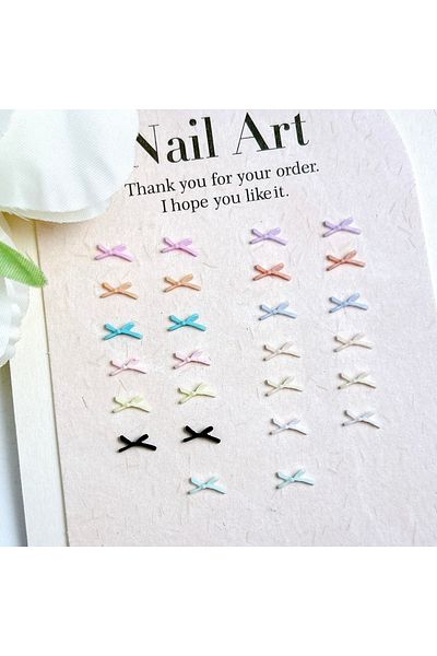 Choice Mixed 50PCS 50PCS Macaron Colored Mini Bowknots Nail Charms Minimalist Adorable Lines Bowknots Resin
