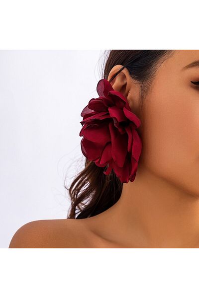 Choice Style 1 Bohemia Exaggerated Large Fluffy Fabric Flower Drop Earrings for Women Trendy Elegant Petal