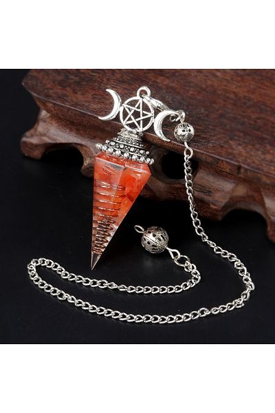 Choice Red Agate 54x24mm Natural Stone Crystal Reiki Pendulum Three Phases Moon Hexagonal Cone Amethysts Ch
