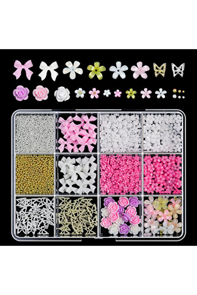 Choice ZB132-3 12 شبكة/صندوق زينة أظافر ثلاثية الأبعاد على شكل قلب لؤلؤي مزين...