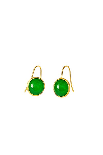 OEM Earrings with semi-precious stone - White Jade, 18K gold plating, Handmade