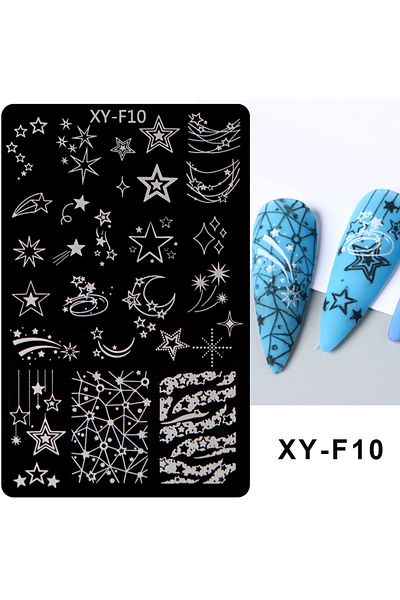 Choice XY-F10 Star Nail Art Templates Stamping Plate French Line Green Leaves Geometry Nail Stamp Templates