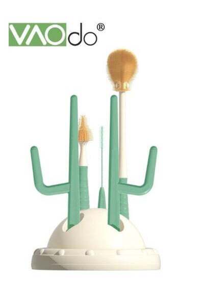 VAODO 5 قطع من رف تجفيف زجاجات الأطفال وفرشاة دوارة من السيليكون لتجفيف زجاجا...