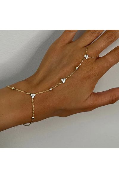 Choice Gold-color 25 Summer New Rhinestone Flower Bracelet Geometric Crystal Metal Bracelet for Women Beach