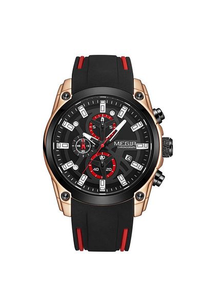 Choice Rose black MEGIR Men's Watches Top Brand Luxury Sport Military Wristwatch Chronograph Luminous Date