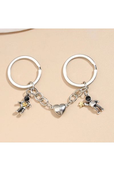 Choice E4423 New Design Keychain Astronaut Star Magnetic Button Key Ring Spaceman Key chains For Couple Fri