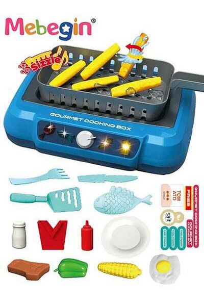 MEBEGIN 20Pcs Kids Play Kitchen Kit for Kids Play Food Set with Induction Stove and Rich Kitchen Accessories