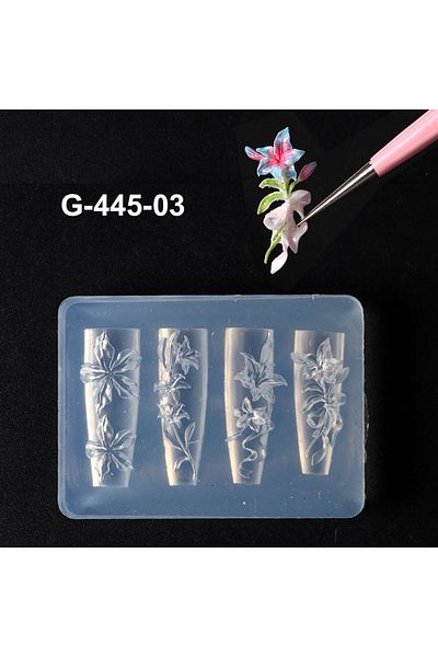 Choice 1pc G-445-03 1pcs 3D Elegant Lily Nail Charms Mold Spring Summer Flower Nail Art Resin Silicone Moul
