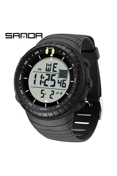 Choice Black White SANDA Trendy Fashion Electronic Watch Large Dial Outdoor Waterproof Sports Alarm Clock M