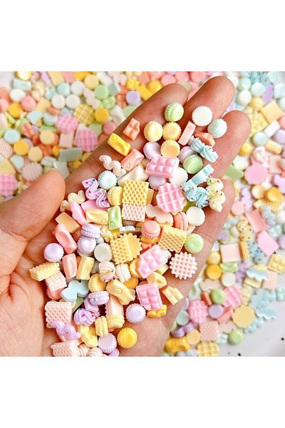 Choice Mixed 50PCS 50PCS Multiple Colors Mini Chocolate Cookies Resin Nail Art Charms Kawaii Simulated Crea
