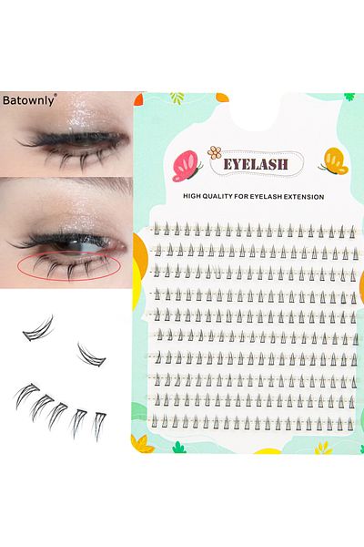 Choice 6mm D504U042 200 Clusters of Small Crescent False Eyelashes With Distinct Roots and Natural Imitatio