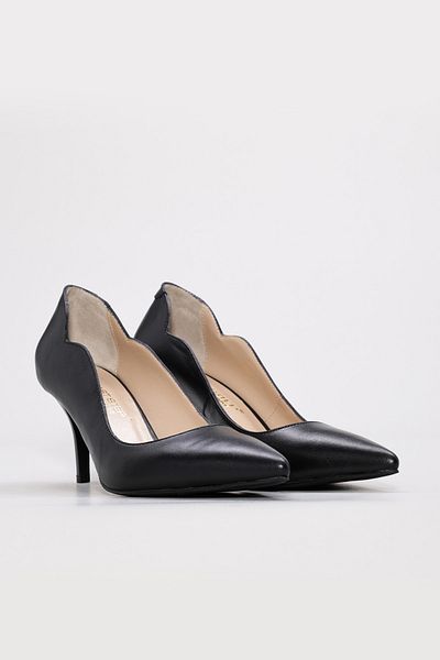 Ayakkabıhane Inside and Outside Genuine Leather Black Women's Thin Heeled Shoes Ah082152612693