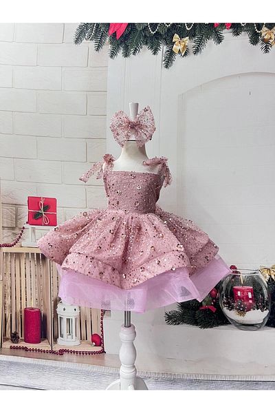 Nissa Powder Sparkly Girl's Evening Dress