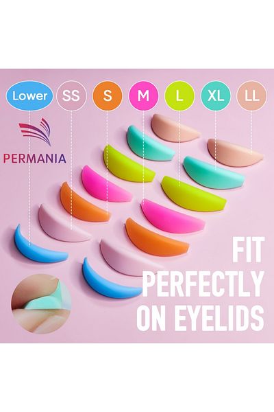 Choice 7 Pairs PERMANIA 14Pc Silicone Eyelash Perm Rod Lash Lift Pads with 'L' Curl Super Soft Extreme Eyel