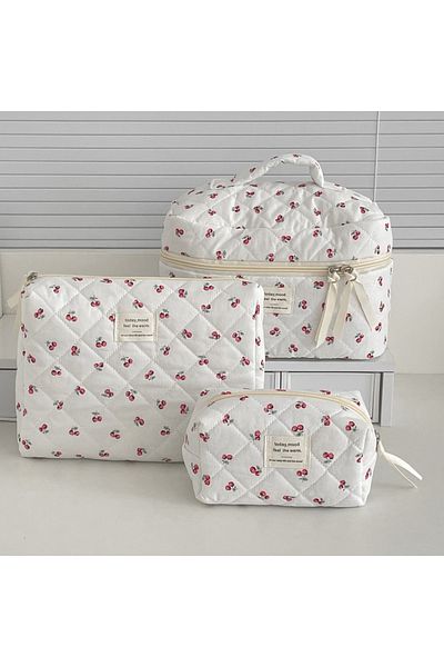 Choice 3pcs Cherry Makeup Bag Women's Cosmetic Bags Fashion Portable Cute Cosmetic Travel Storage Pouch Han