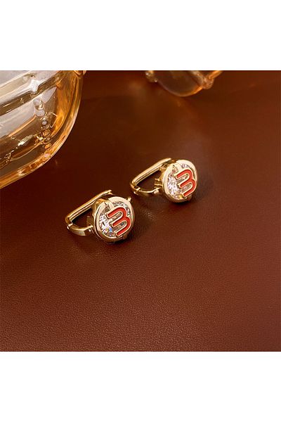 Choice HE14426-1 M Letter Stud Earrings for Women Design High-grade Sense Zircon Drop Oil Earring Fashion L