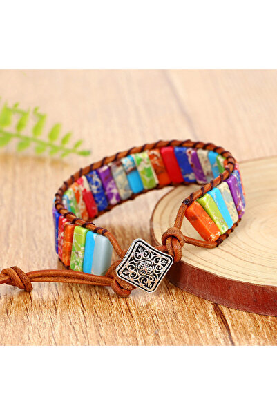 Choice 1 سوار بوهيمي من 7 شقرا حجر للنساء، سوار معصم منسوج مضفر من حجر الإمبر...