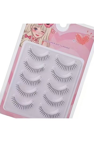 Choice mojiam 5 Pairs False Eyelashes A Type Eyelashes Upgraded Lash U-shaped 0.14mm Transparent Stem Soft
