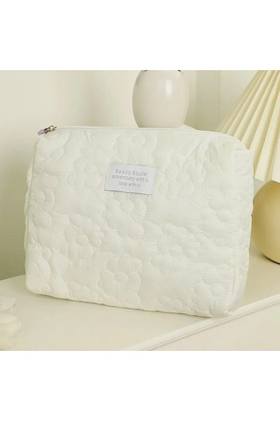 Choice white Embroidery Large-Capacity Cosmetic Bag Waterproof Portable Storage Bag Travel Makeup Pouch
