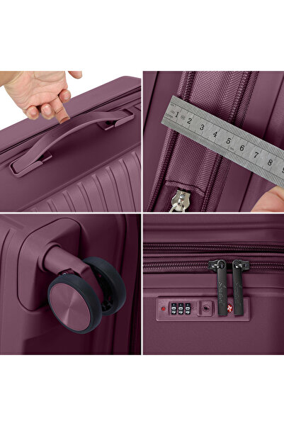 Senator Unisex Expandable Hard Case Medium Checked Luggage Lightweight Fashion Trolley Luggage KH1006 Purple