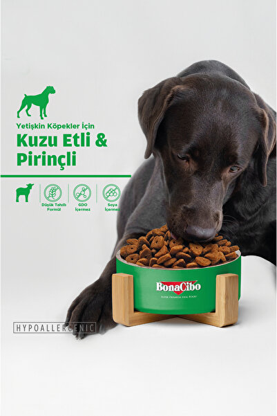 BonaCibo Adult Dog Kuzulu ve Pirinçli Yetişkin Köpek Maması, 4 Kg, Tüm Irklar İçin, Doğal, Şeker İçermez
