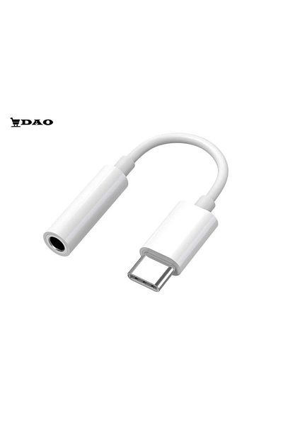 DAO Adaptor audio Android Type-C la mufă stereo de 3.5 mm, DAO, alb, 10 cm, compatibil Bluetooth, cabluri individuale