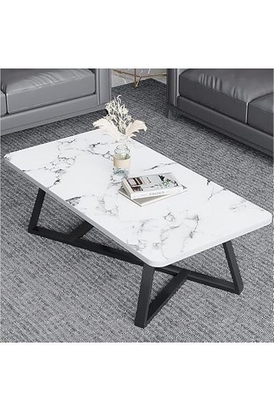 Türkiye White Marble Stone Top Sleek Design Coffee Table For Modern Living Room Sofa Table 120 CM