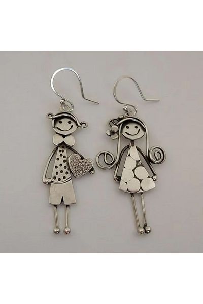 Choice AEH70416 Creative Retro Minimalist Couple Character Metal Pendant Earrings for Women's Daily Minimal