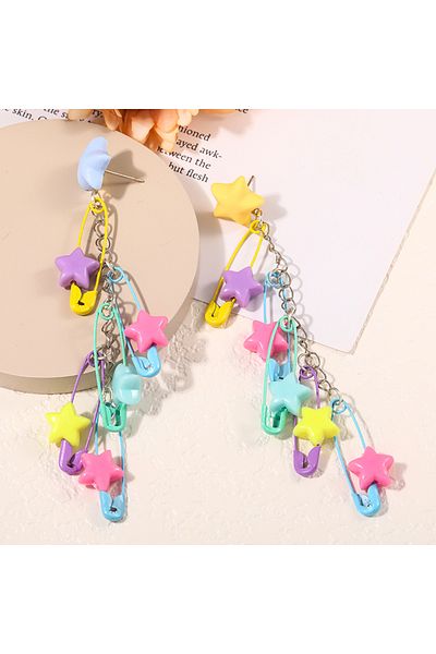 Choice WD1228-1 Harajuku Style Acrylic Five-Pointed Beaded Earrings Japanese Color Temperament Candy Color