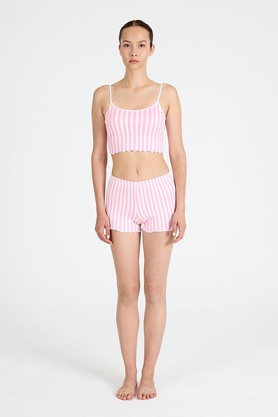 Rays Pink Striped Tank Top Shorts Set 3402